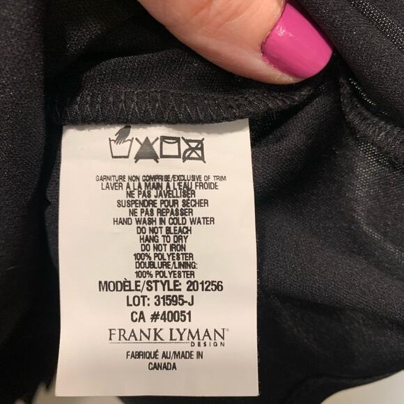 Frank Lyman Accordion Asymmetrical Top Sz 8 Black‎ Cocktail Evening Going Out - Picture 6 of 7